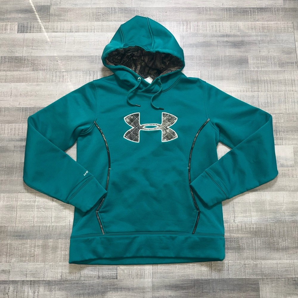 Under Armour Storm Women's M Loose Teal/Gray Fleece Pullover Hoodie Pockets